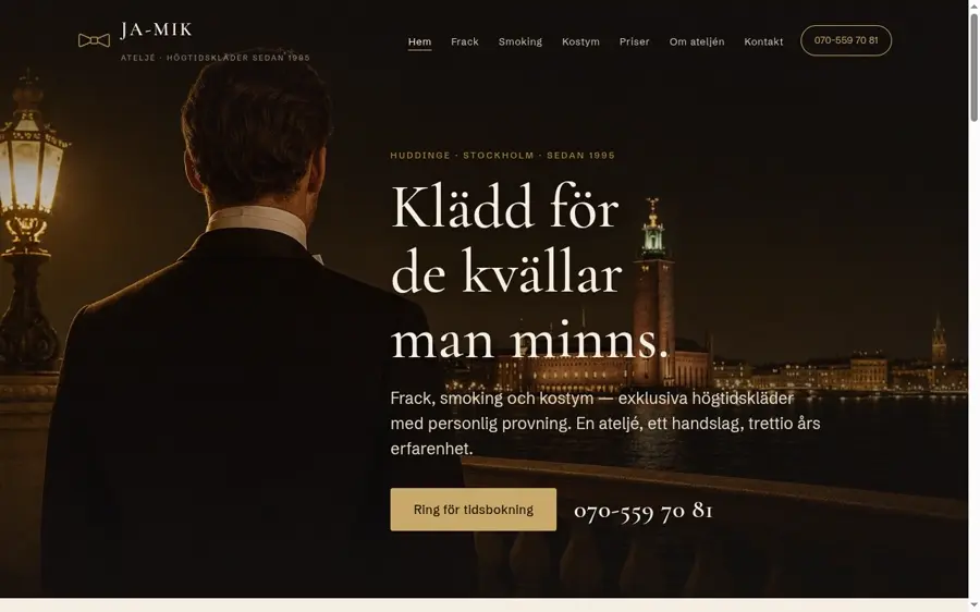 Skärmbild av jamik.se, Ja-Mik Ateljé